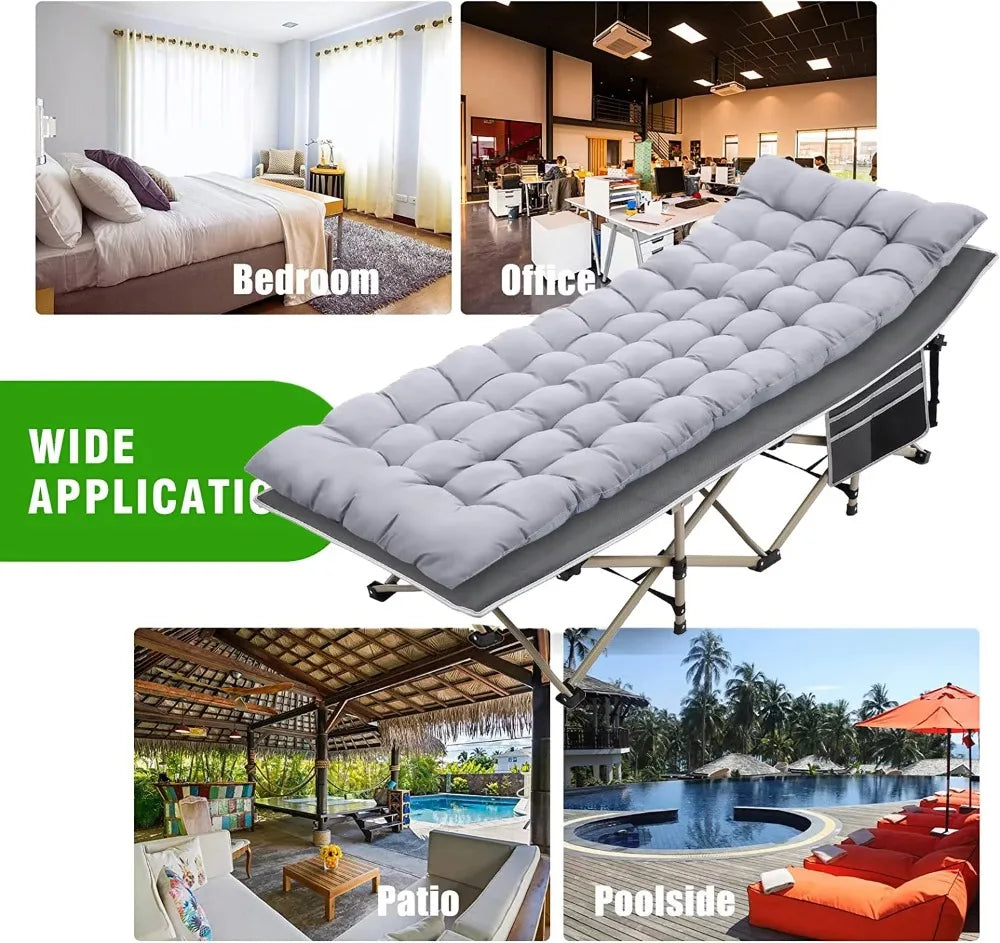 Portable Folding Bed with 2 Sided Mattress & Carry Bag,Outdoor camping folding bed, lunch convenient folding bed