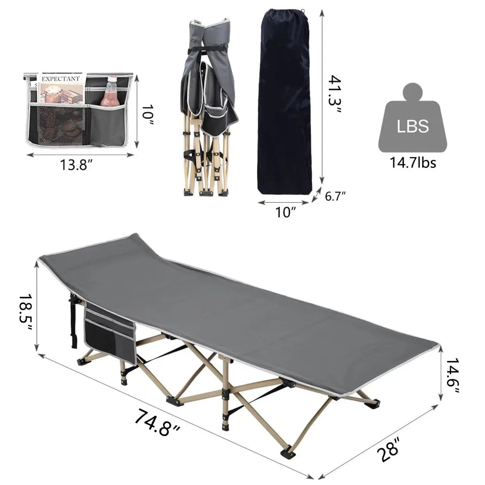 Portable Folding Bed with 2 Sided Mattress & Carry Bag,Outdoor camping folding bed, lunch convenient folding bed