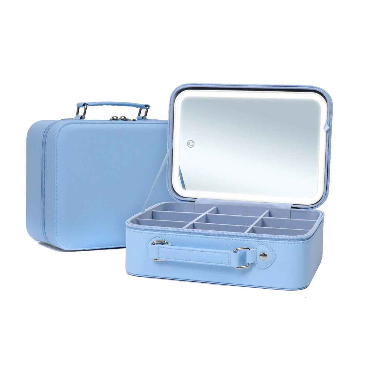Portable LED Lighted Makeup Mirror Bag Big Aesthetic Travel Cosmetic Case PU Leather Make Up Tools Vanity Accessories For Women