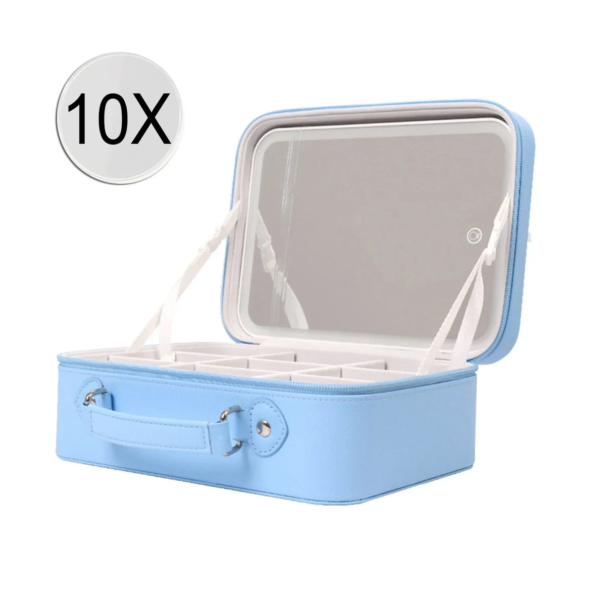 Portable LED Lighted Makeup Mirror Bag Big Aesthetic Travel Cosmetic Case PU Leather Make Up Tools Vanity Accessories For Women