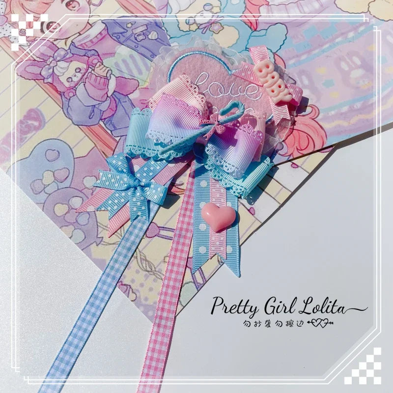 Powder blue sweet lolita hair niang headbands badge