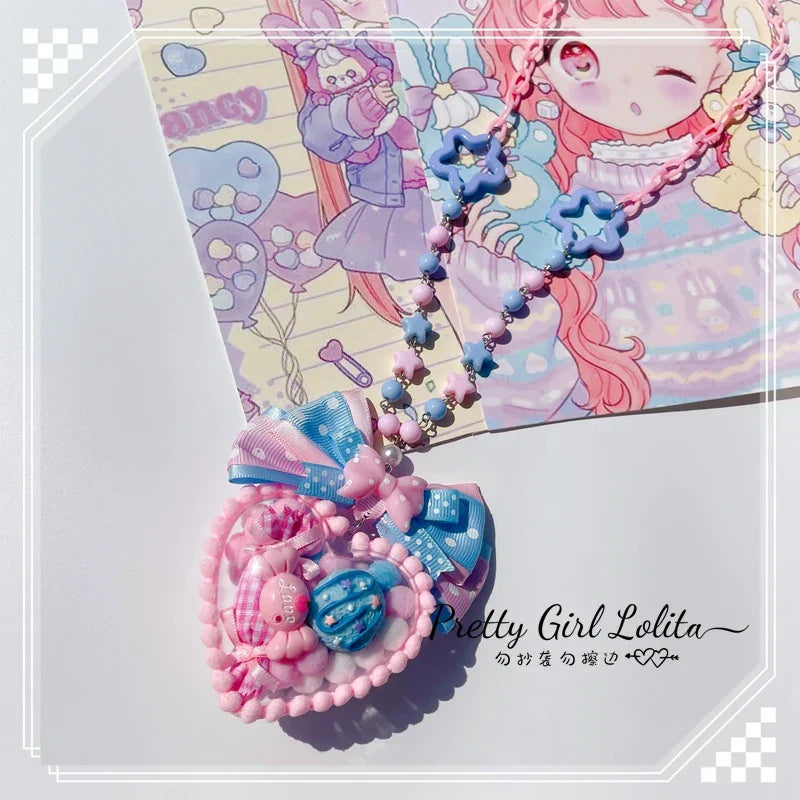Powder blue sweet lolita hair niang headbands badge