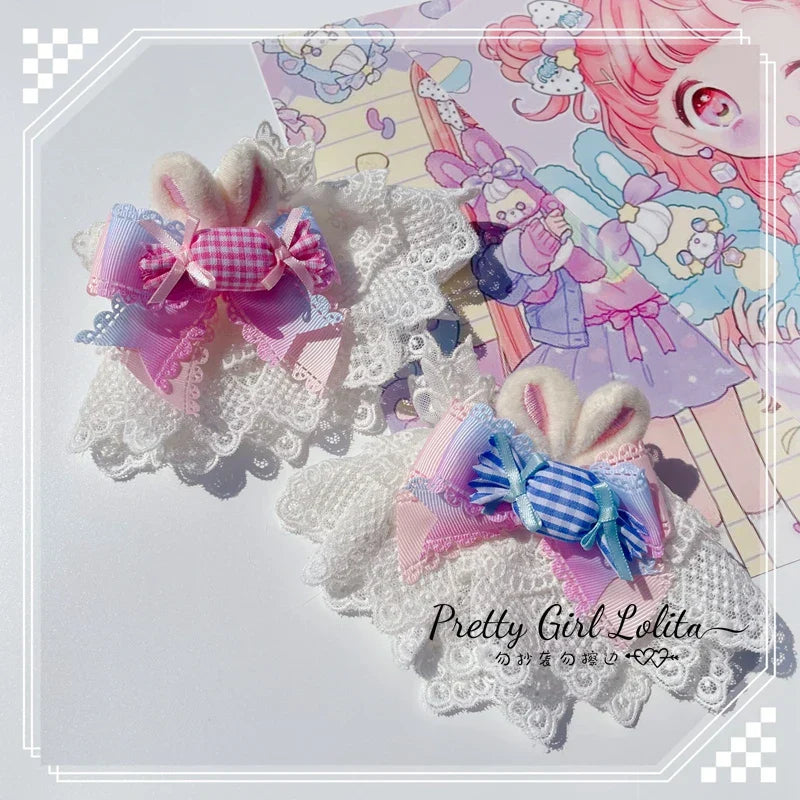 Powder blue sweet lolita hair niang headbands badge
