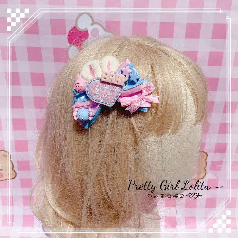 Powder blue sweet lolita hair niang headbands badge