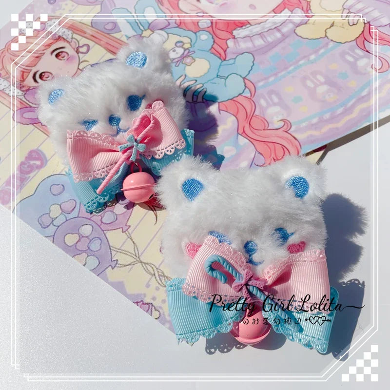 Powder blue sweet lolita hair niang headbands badge