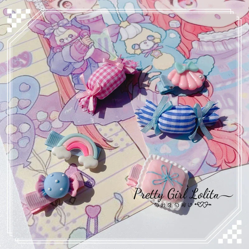 Powder blue sweet lolita hair niang headbands badge