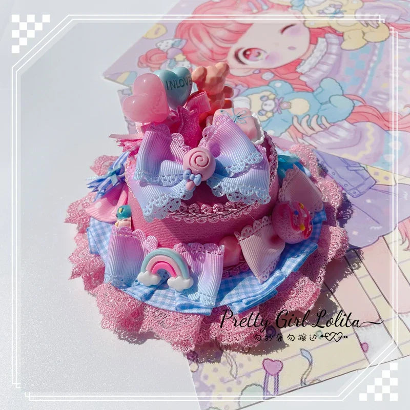 Powder blue sweet lolita hair niang headbands badge
