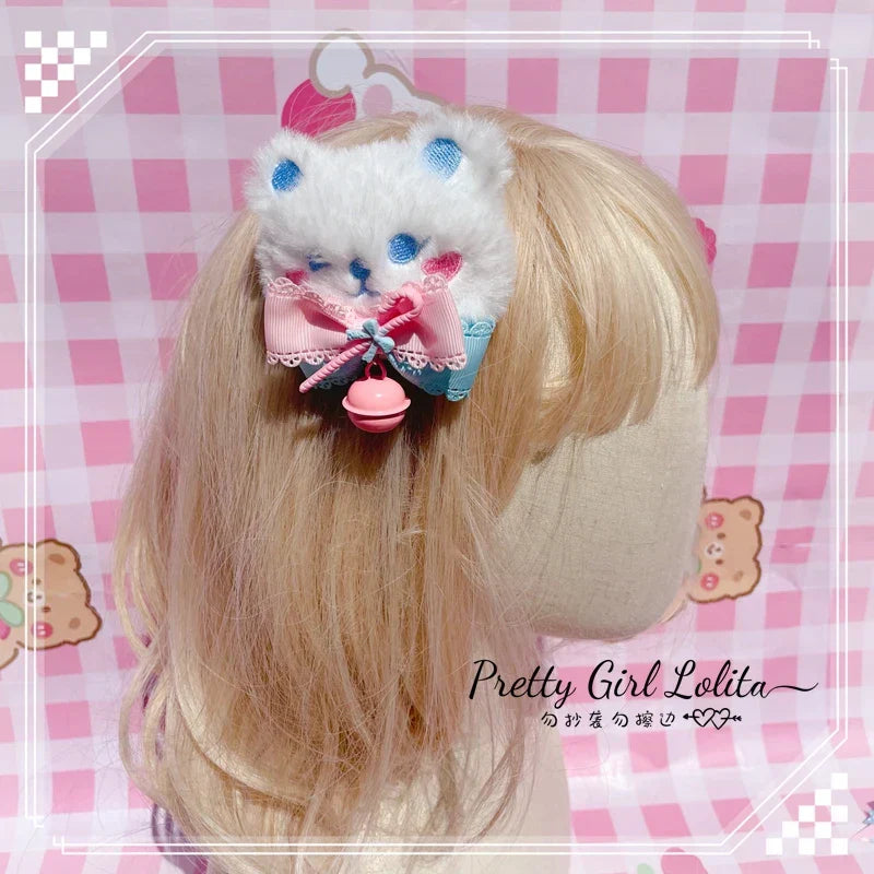 Powder blue sweet lolita hair niang headbands badge
