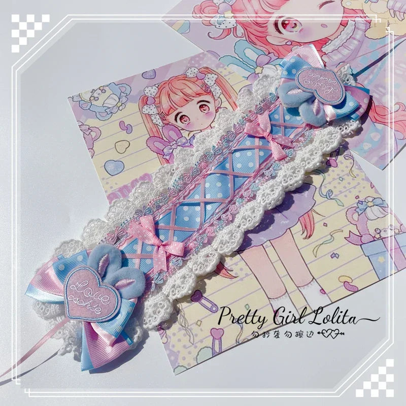 Powder blue sweet lolita hair niang headbands badge