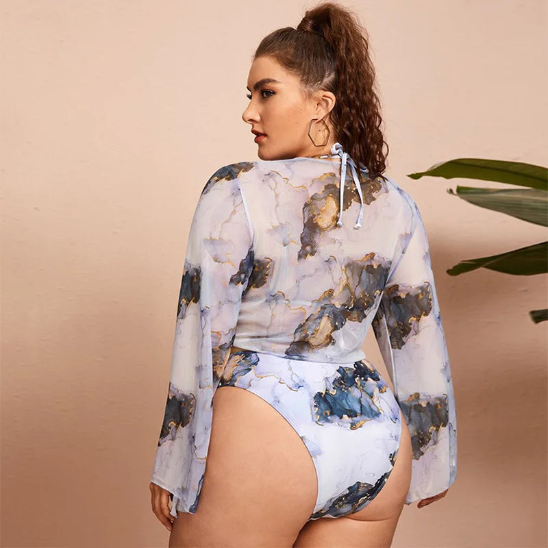 Printed Split Plus Size Bikini Women 3 Pieces