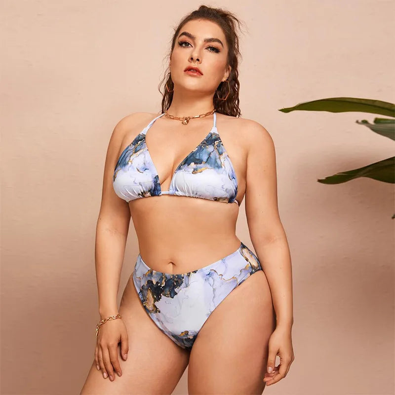 Printed Split Plus Size Bikini Women 3 Pieces