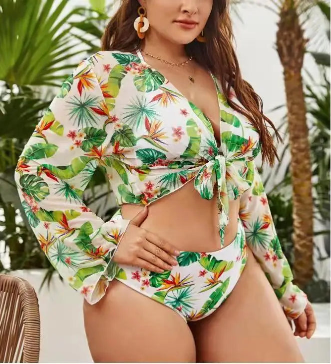 Printed Split Plus Size Bikini Women 3 Pieces