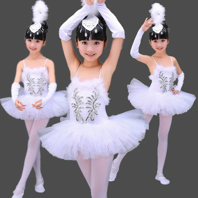 Professional White Girls Swan Lake Ballet Dresses Ballerina