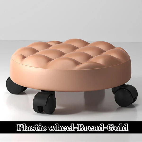 Pulley Low Stool, Low Height Rolling Stool, Leather