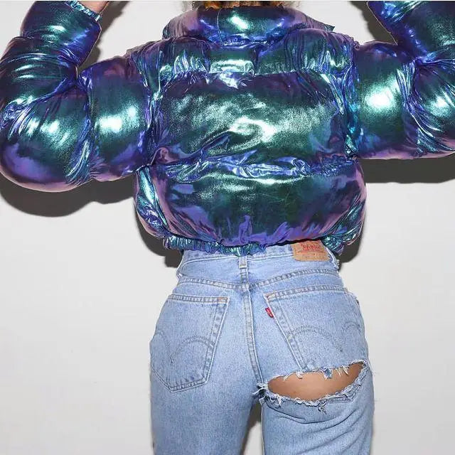 Puloru Winter Women Puffer Jackets Long Sleeve Zip