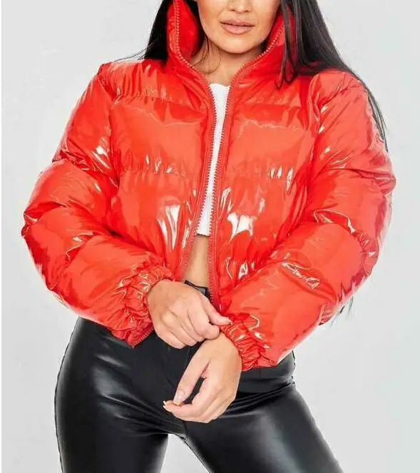 Puloru Winter Women Puffer Jackets Long Sleeve Zip