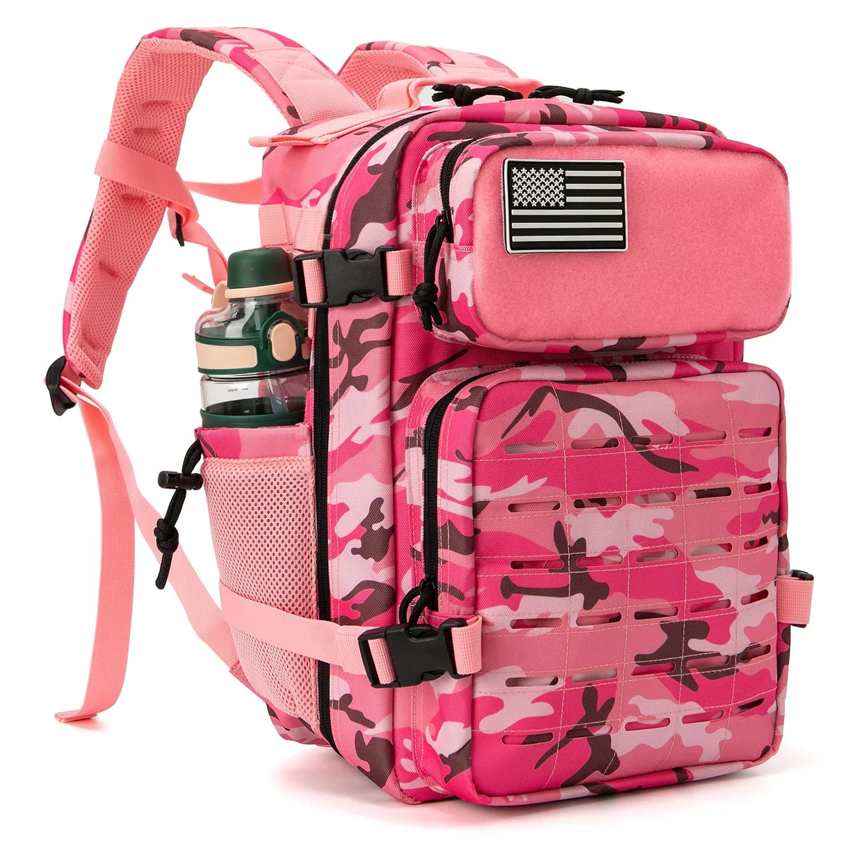 QT&QY 25L Military Tactical Backpacks for Men Army Laser Cut Molle Daypack Small Bug Out Bag Gym Rucksack with Dual Cup Holders