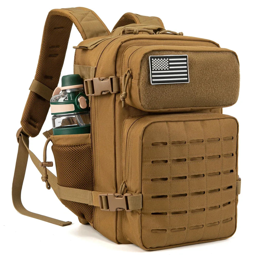 QT&QY 25L Military Tactical Backpacks for Men Army Laser Cut Molle Daypack Small Bug Out Bag Gym Rucksack with Dual Cup Holders