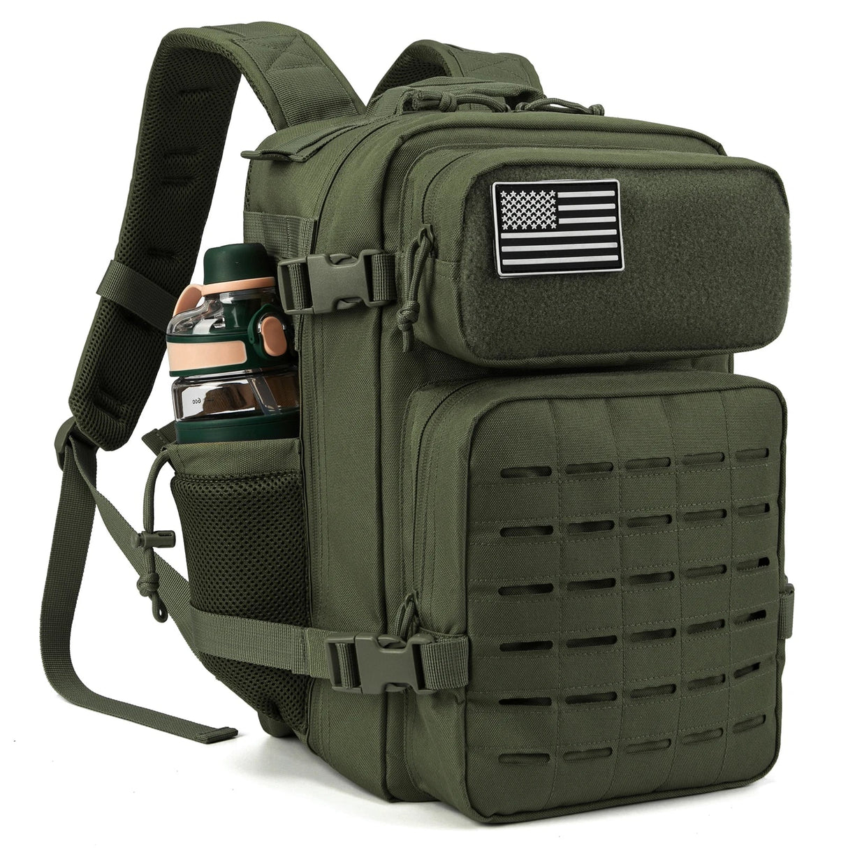 QT&QY 25L Military Tactical Backpacks for Men Army Laser Cut Molle Daypack Small Bug Out Bag Gym Rucksack with Dual Cup Holders