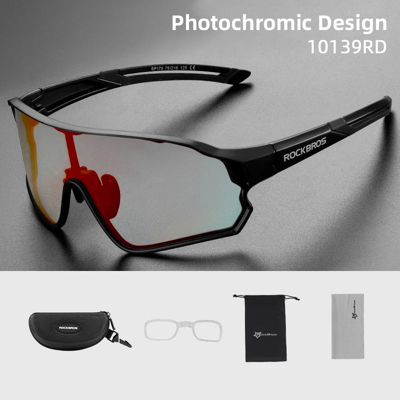 ROCKBROS Photochromic Cycling Glasses UV400 Sunglasses Outdoor Sport