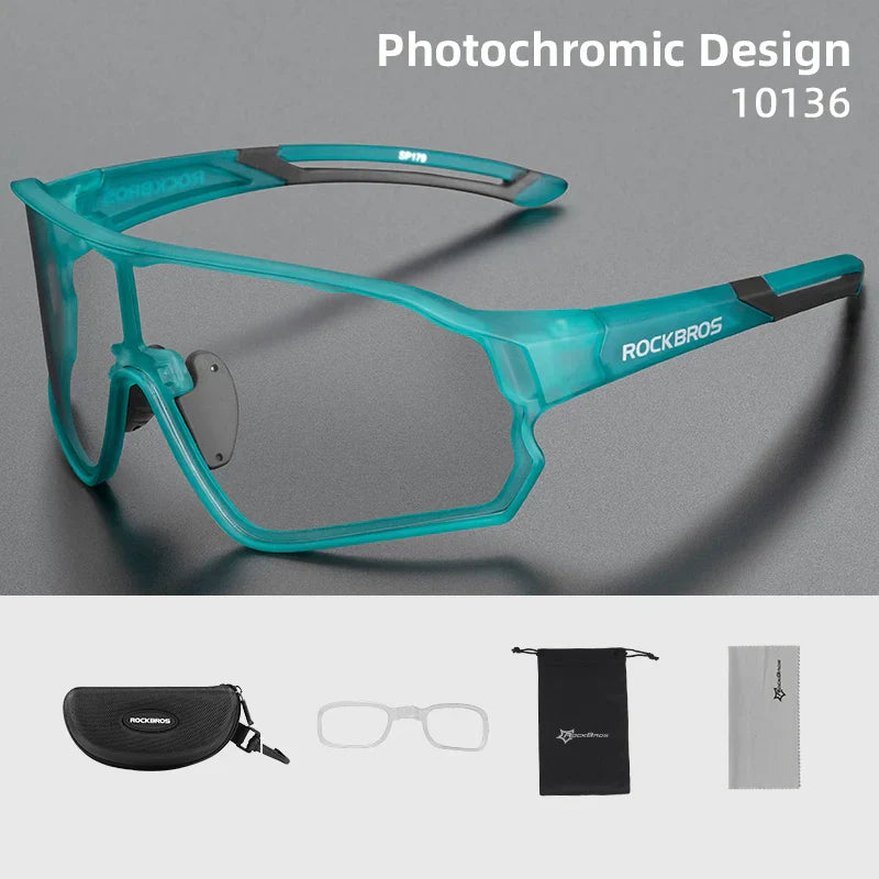ROCKBROS Photochromic Cycling Glasses UV400 Sunglasses Outdoor Sport