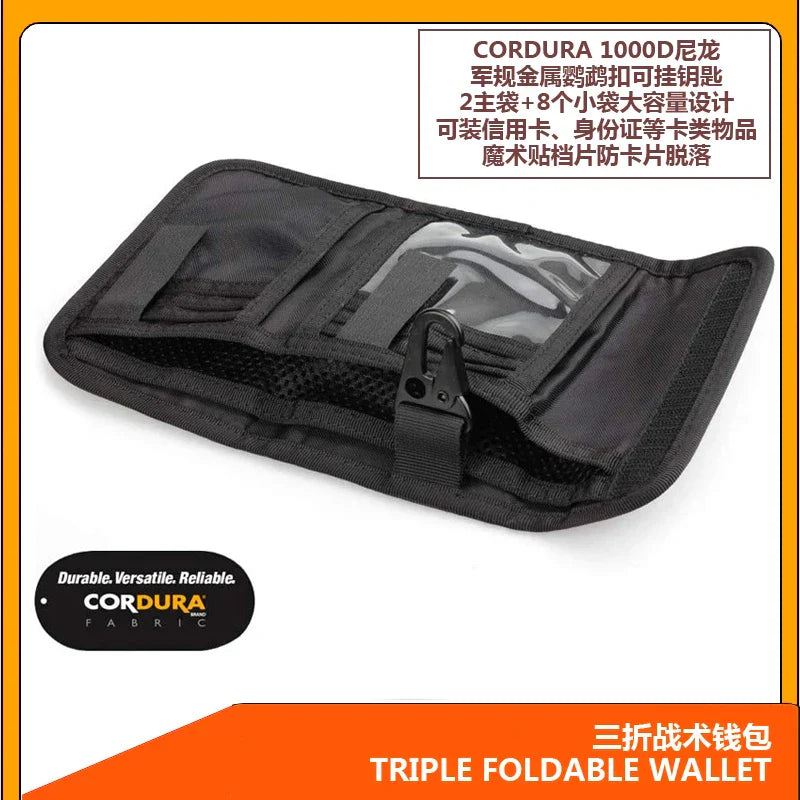 ROCOTACTICAL Triple Fold Wallet Bag Tactical Wallet Pouch Waterproof Wallet ID Holder Tactical Cards Holder Pouch