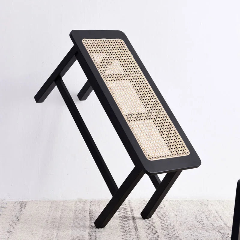 Rattan Weaving Durable Bench Nordic Solid Wood Shoe
