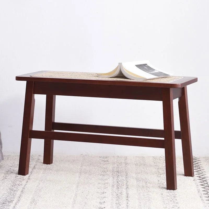 Rattan Weaving Durable Bench Nordic Solid Wood Shoe