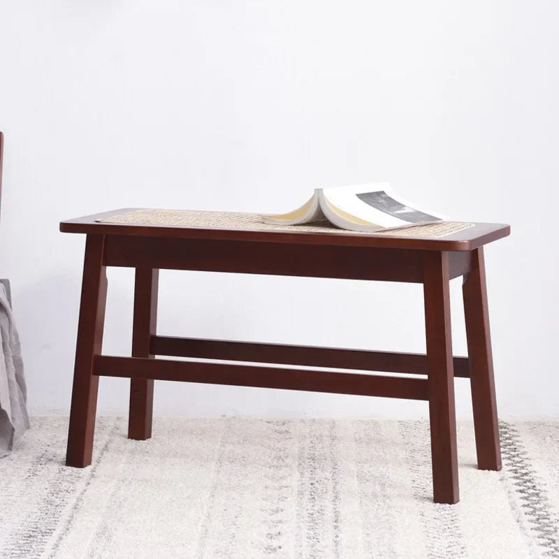 Rattan Weaving Durable Bench Nordic Solid Wood Shoe