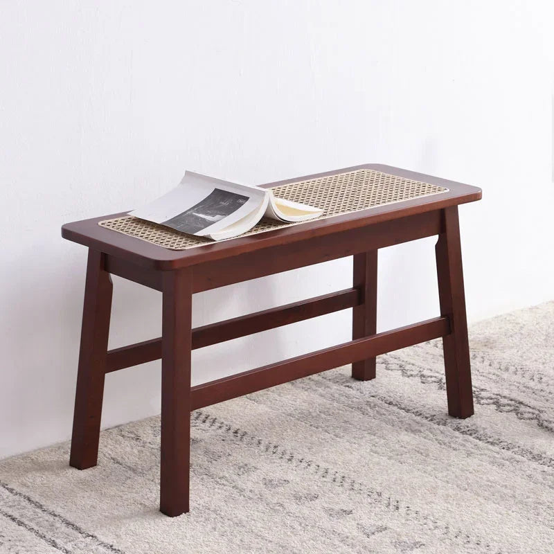Rattan Weaving Durable Bench Nordic Solid Wood Shoe