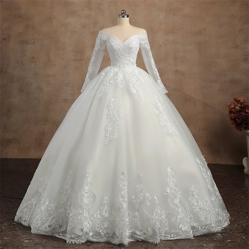 Real video Ball Gown Off Shoulder Wedding Dresses