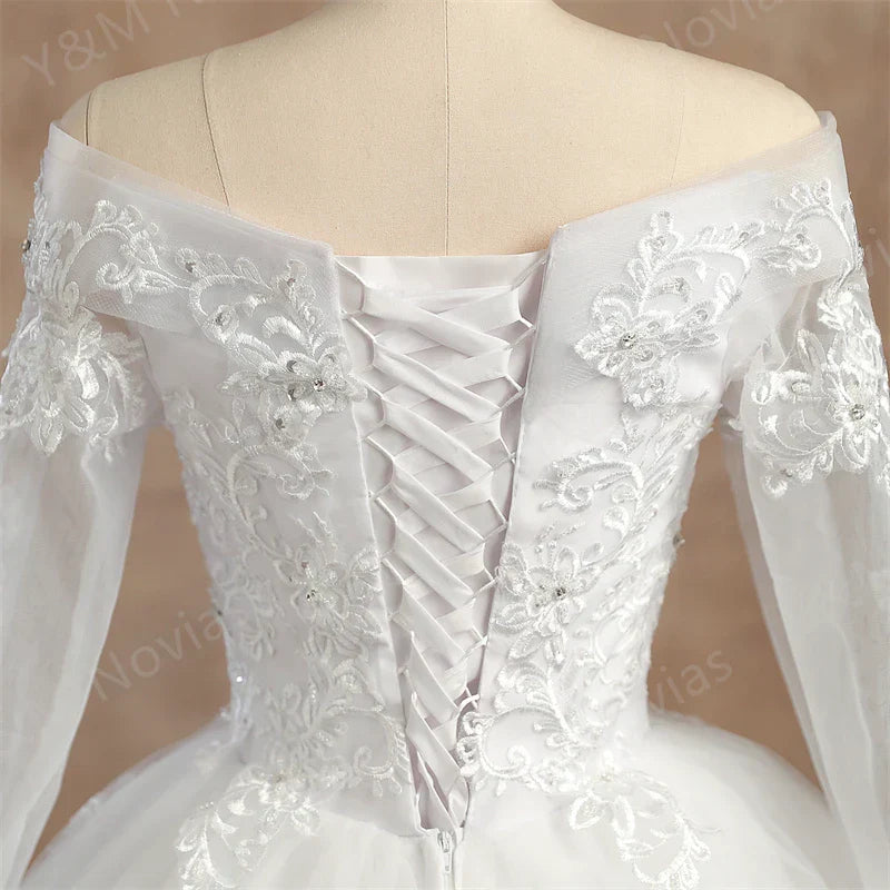 Real video Ball Gown Off Shoulder Wedding Dresses