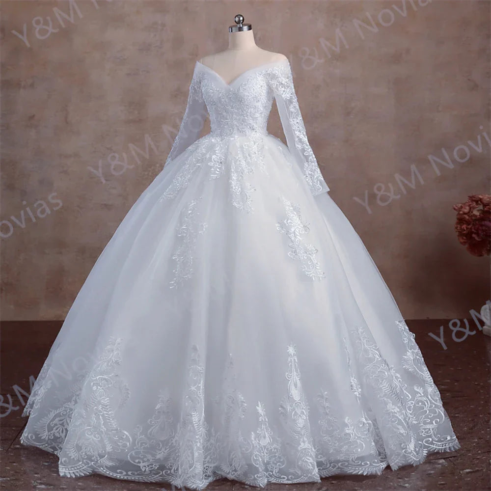 Real video Ball Gown Off Shoulder Wedding Dresses