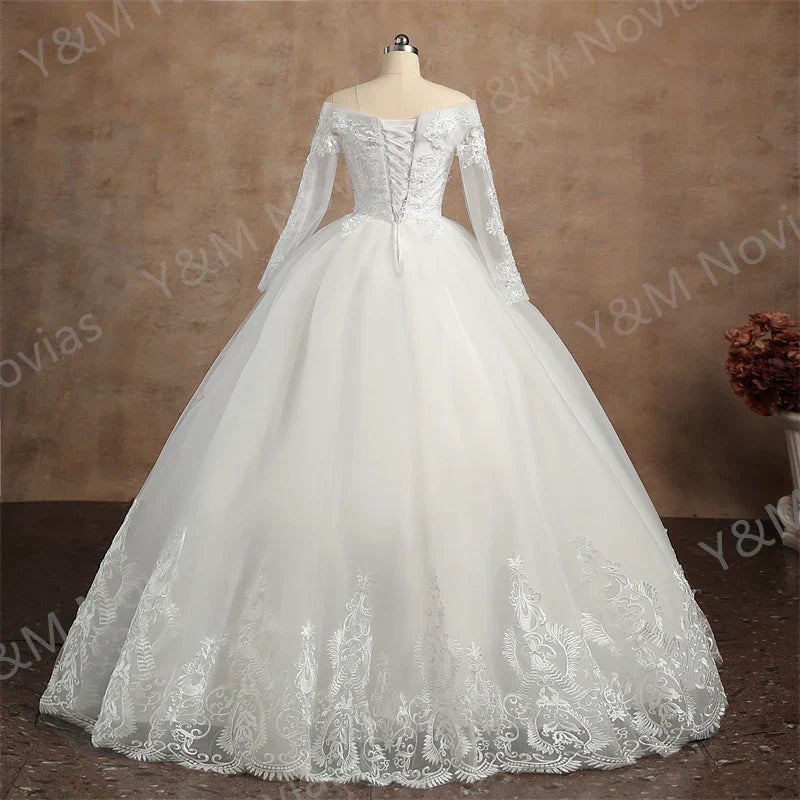 Real video Ball Gown Off Shoulder Wedding Dresses