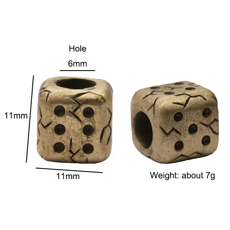 Retro Dice Brass Knife Beads EDC Outdoor DIY