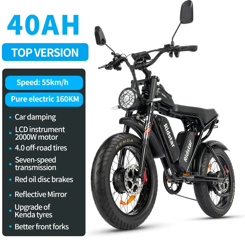 Ridstar Q20 Electric Bike 2000W 48V 40AH Waterproof