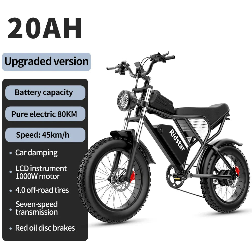 Ridstar Q20 Electric Bike 2000W 48V 40AH Waterproof