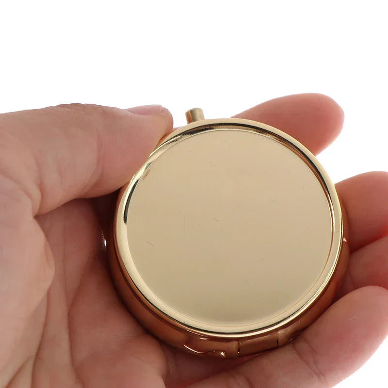 Round Metal Pillbox Portable Small Medicine Organizer Inside