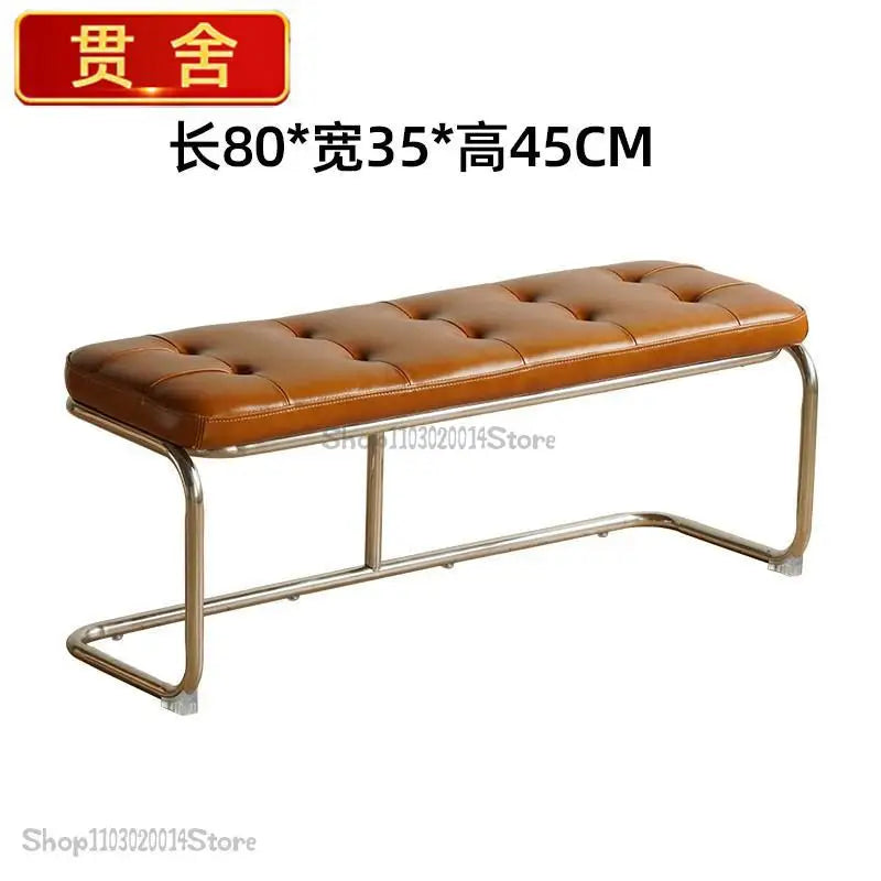 Long Stool Bench Dining Chair Stainless Steel Shoe