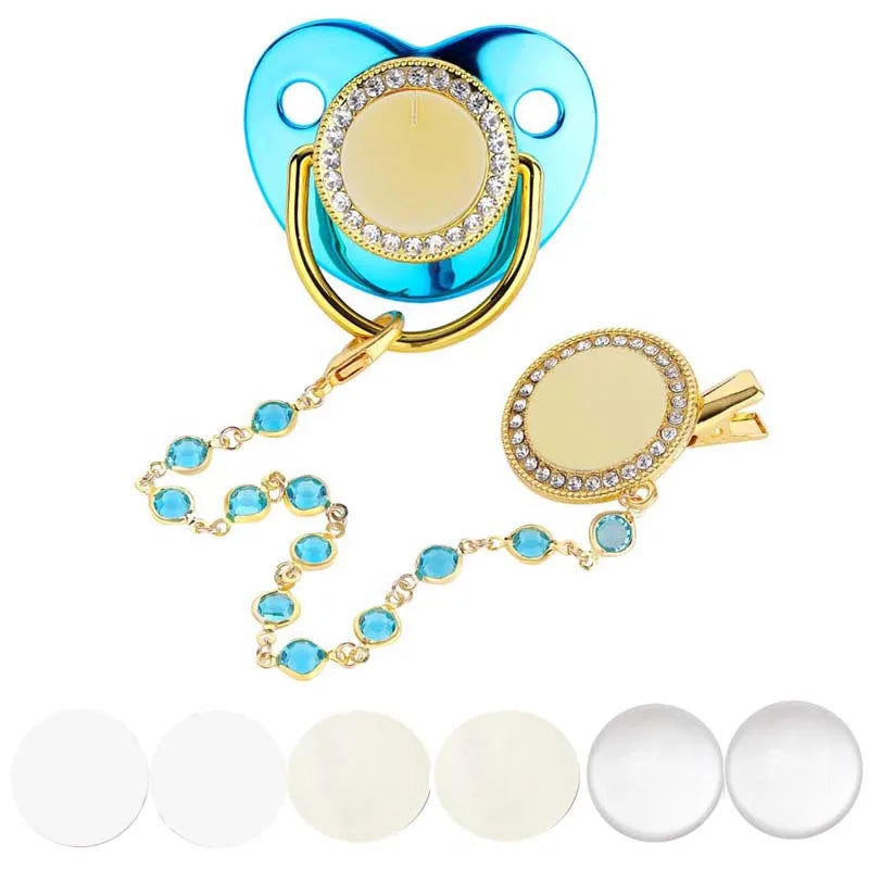 Blank Personalized Baby Pacifier with Chain Clips Covers