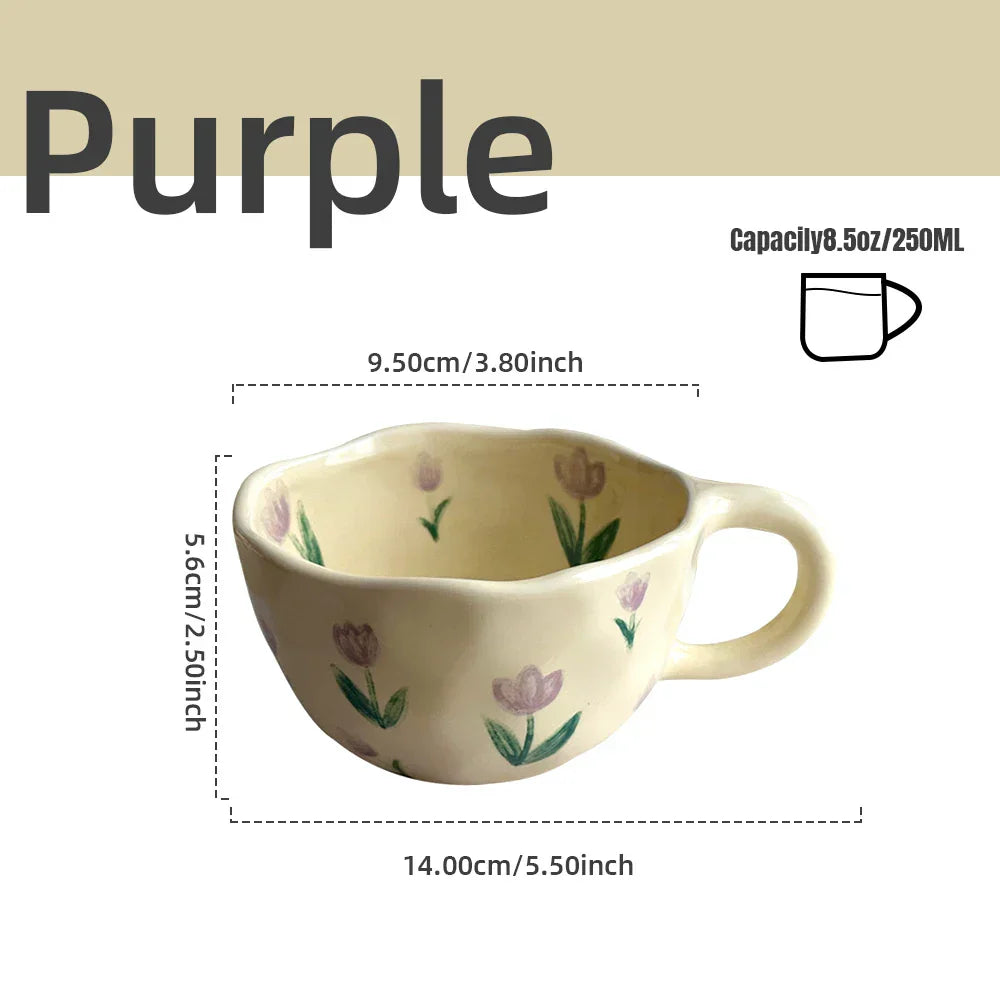 Ceramic Mugs Coffee Cups Hand Pinched Irregular Flower