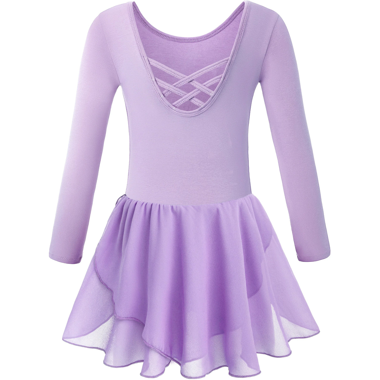 Girls Long Sleeve Leotard with Skirt Dance Dress