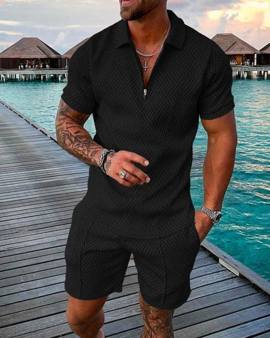 Summer Brand Tracksuit Solid Color Male Shorts Suit