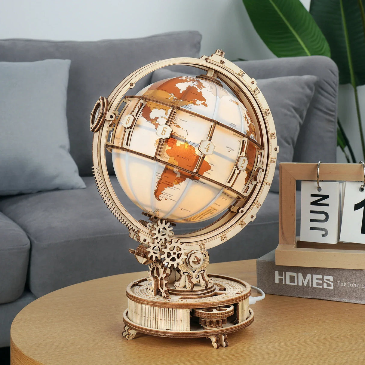 Wooden Globe Lamp 3D Puzzle Games Birthday Gift