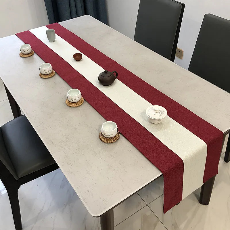 Chinese Style Cotton and Linen Table Flag Tea