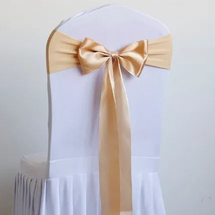 10pcs/50pcs Satin Spandex Chair Bow Band Ribbon Chair