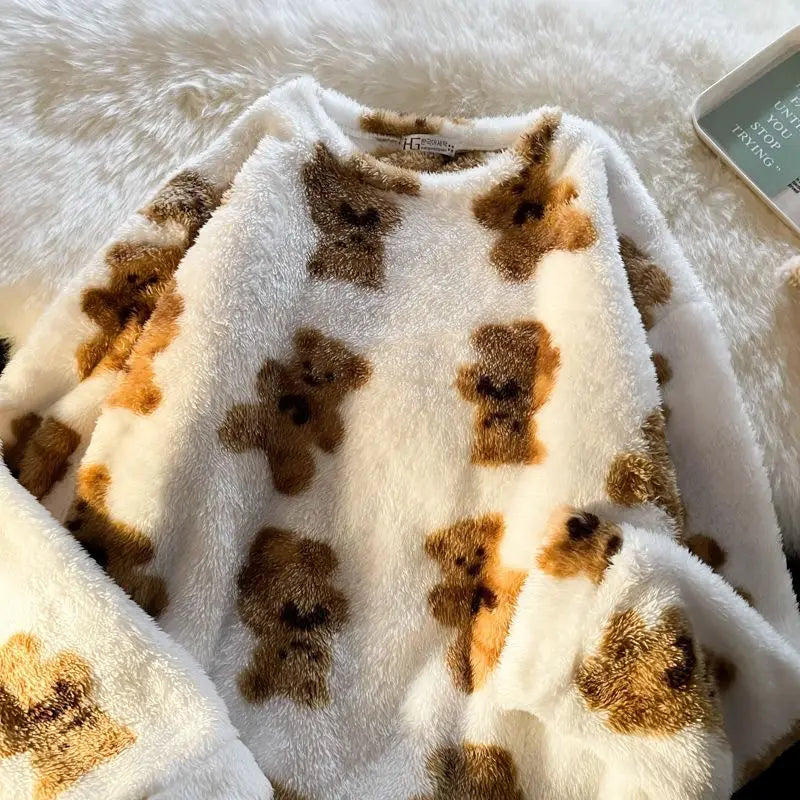 Sweater Male Winter Brushed Luxury Clothing Fleece Flannel