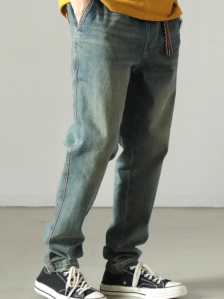3271# Autumn New Japanese Retro Beaded Denim Jeans
