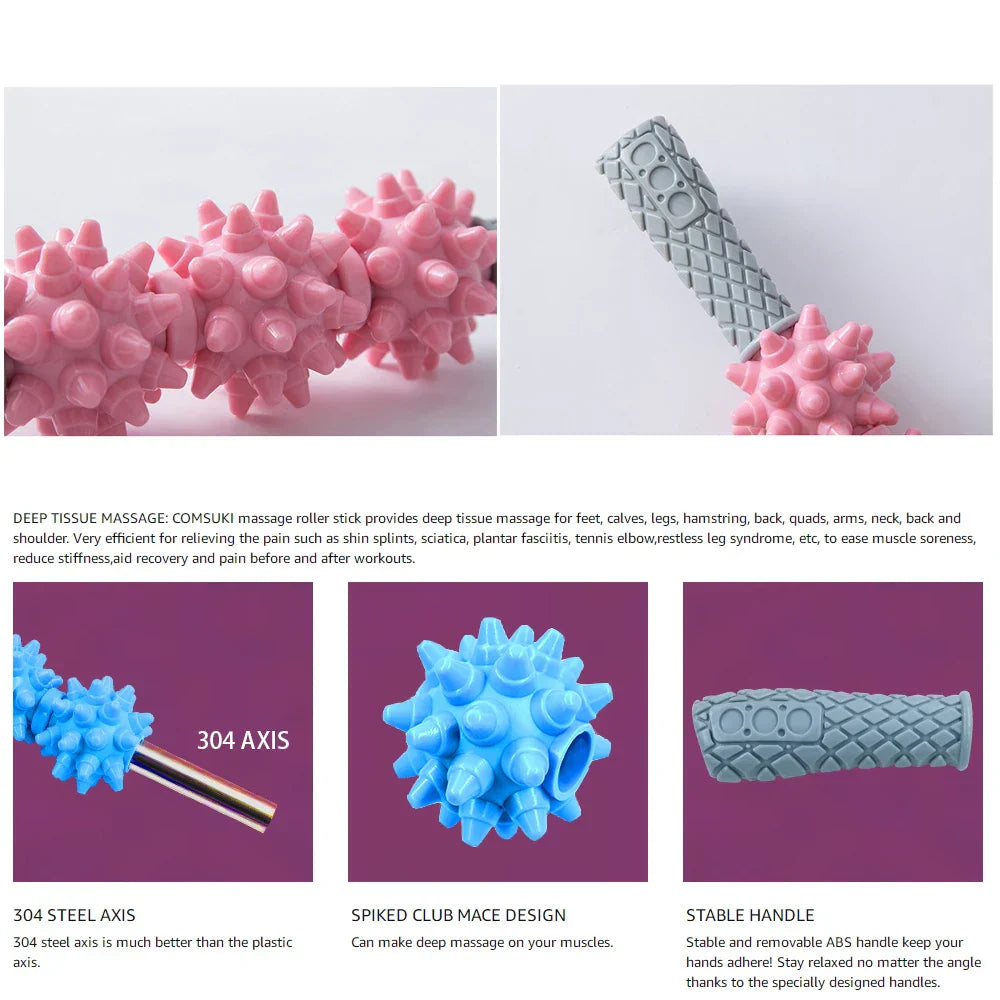 Yoga 3 Balls Massage Roller Stick Trigger Point