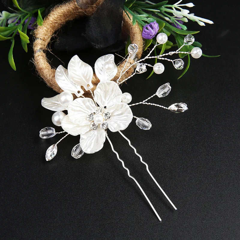 White Flower Hairpins Elegant Women Floral Style Hair